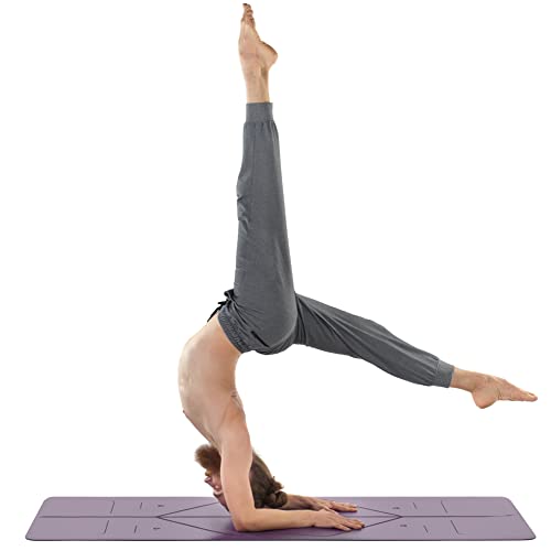 LIFORME Yogamatte - Die Weltweit Beste Umweltfreundliche, rutschfeste Yoga Matte Mit Dem Originalen Einzigartigen Ausrichtungsmarkierungssystem - Biologisch Abbaubare Matte - Purple