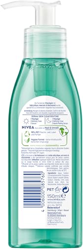 NIVEA Derma Skin Clear Waschgel, Cleanser für ein sichtbar verbessertes Hautbild, effektive Gesichtsreinigung für unreine Haut mit Salicylsäure & Niacinamid (150 ml)