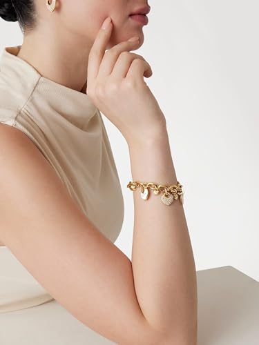 GUESS Damenarmband Hearts Weiß Goldfarben 20,5 cm JUBB05204JWYGWHS