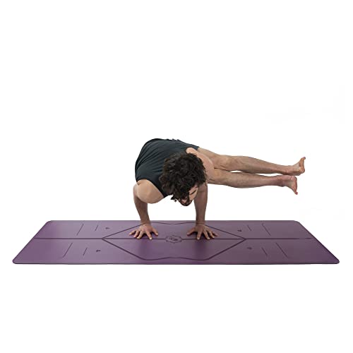LIFORME Yogamatte - Die Weltweit Beste Umweltfreundliche, rutschfeste Yoga Matte Mit Dem Originalen Einzigartigen Ausrichtungsmarkierungssystem - Biologisch Abbaubare Matte - Purple