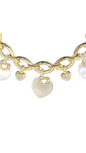 GUESS Damenarmband Hearts Weiß Goldfarben 20,5 cm JUBB05204JWYGWHS