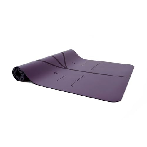 LIFORME Yogamatte - Die Weltweit Beste Umweltfreundliche, rutschfeste Yoga Matte Mit Dem Originalen Einzigartigen Ausrichtungsmarkierungssystem - Biologisch Abbaubare Matte - Purple