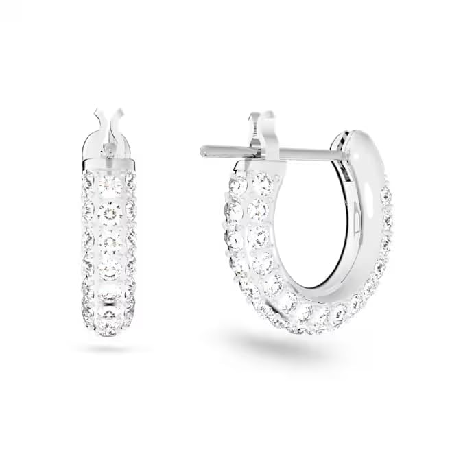 Swarovski Dextera Kreolen, Pavé, Klein, Weiß, Rhodiniert
