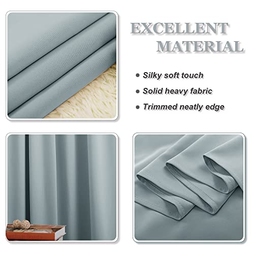 PONY DANCE Thermogardine gegen Kälte Verdunklungsvorhänge für Schiene Gardinen 1er Set H 245 x B 300 cm Extra Breite Vorhänge mit Kräuselband Wohnzimmer Übergardinen Blickdicht, Graublau