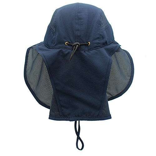 gg st Sonnenhut Herren Damen UPF 50+ Outdoor UV Summer Cap mit Nackenschutz Hiking Fischerhut Strand Faltbar Safari Buschhüte Mesh Hat, Dunkelblau
