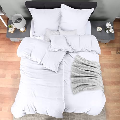 Utopia Bedding Bettwäsche 135x200 4teilig - Mikrofaser 2 Bettbezug 135x200 cm + 2 Kissenbezüge 80x80 cm - Weiß