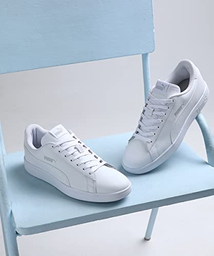 PUMA Unisex Puma Smash v2 L Low-Top, Puma White-Puma White, 43 EU