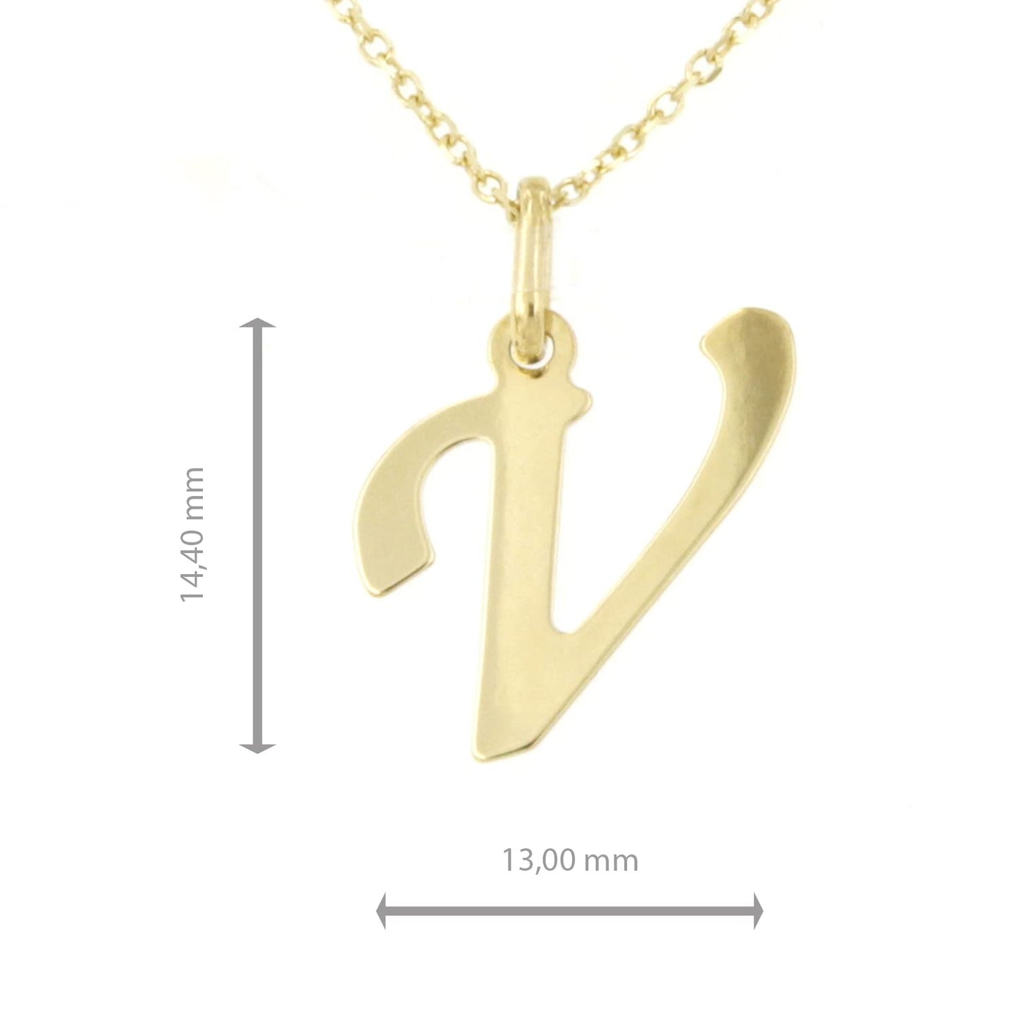 Lucchetta Schmuck, Goldkette Damen 375 Echtgold, für Damen Kette mit Anhänger Buchstabe Initialen Namen A B C D E F G H I J K L M N O P Q R S T U V Y X Z aus 9 Karat Gelbgold – 45