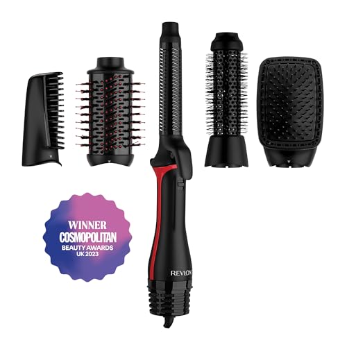REVLON 5-in-1 One-StepTM-Haartrockner und Multi-Styler (abnehmbare Köpfe, Lockenaufsatz, Trockner, Volumiser, Styler, Formgeber). RVDR5370