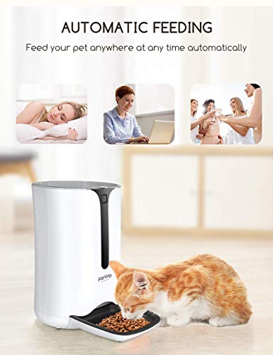 Faroro 7L Futterautomat Katze, Katzenfutter Automat mit Timer bis zu 5 Mahlzeiten am Tag, Portionskontrolle, 10s Sprachaufzeichnung, Geeignet für Kleine und Mittelgroße Haustiere
