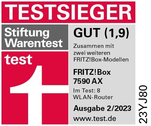 FRITZ!Box 7590 AX Exclusive Edition (Wi-Fi 6 DSL-Router 2.400 MBit/s (5GHz) & 1.200 MBit/s (2,4 GHz), inklusive SanDisk USB-Stick, WLAN Mesh, DECT-Basis, deutschsprachige Version)