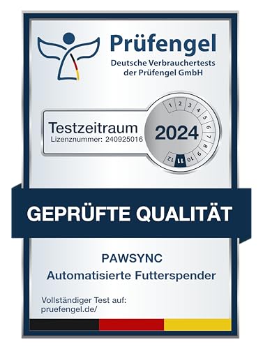 Pawsync Smart Futterautomat, 3 Stück, Farbwechselnde Erinnerung, Haustierfutter-Trockenmittel hält Futter trocken & frisch, bis zu 3 Monate, App-Benachrichtigungen