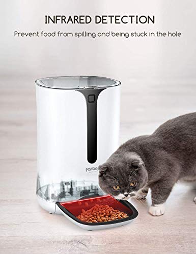 Faroro 7L Futterautomat Katze, Katzenfutter Automat mit Timer bis zu 5 Mahlzeiten am Tag, Portionskontrolle, 10s Sprachaufzeichnung, Geeignet für Kleine und Mittelgroße Haustiere