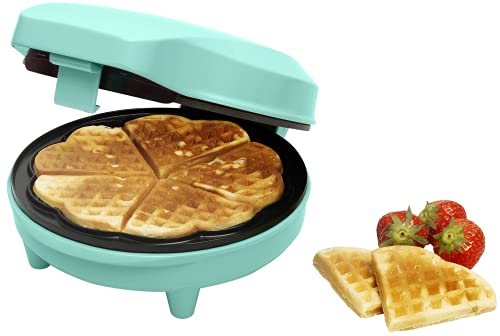 Bestron Waffeleisen für klassische Herzwaffeln, Waffelmaker mit Antihaftbeschichtung für Waffeln in Herzform, Retro Design, 700 Watt, Farbe: Mint