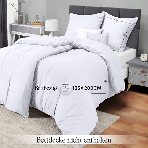 Utopia Bedding Bettwäsche 135x200 4teilig - Mikrofaser 2 Bettbezug 135x200 cm + 2 Kissenbezüge 80x80 cm - Weiß