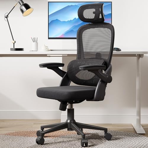 SIHOO M102C Bürostuhl Ergonomisch Schreibtischstuhl, Drehstuhl mit 3D-Armlehnen, Hohe Rückenlehne Lendenwirbelstütze Nach Oben und Unten, Höhenverstellung und Wippfunktion Schwarz