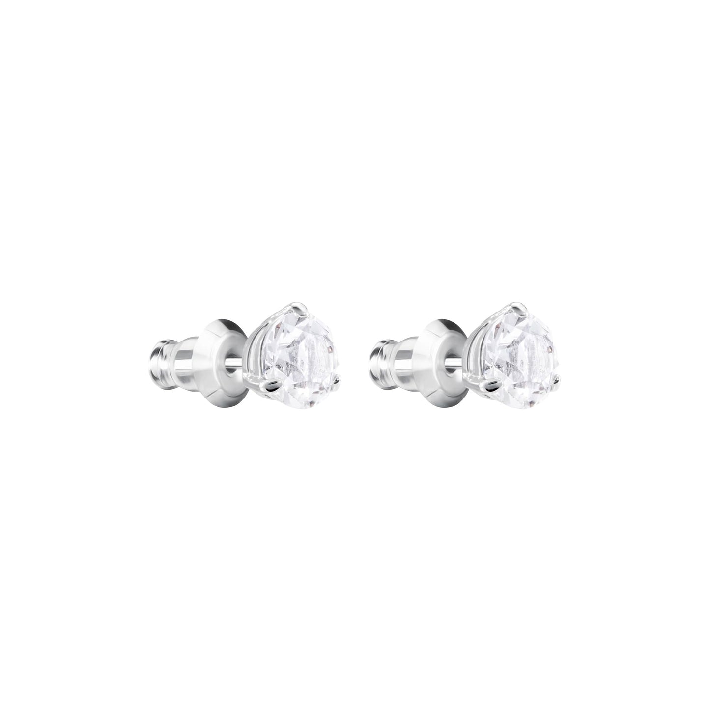 Swarovski Stilla Ohrstecker, Rundschliff, Weiß, Rhodiniert