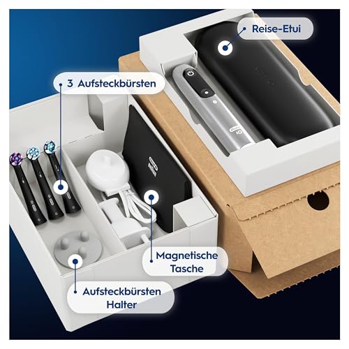 Oral-B iO Series 6 Plus Edition Elektrische Zahnbürste/Electric Toothbrush, PLUS 3 Aufsteckbürsten, 5 Putzmodi für Zahnpflege, Reiseetui, Designed by Braun, Grey Opal