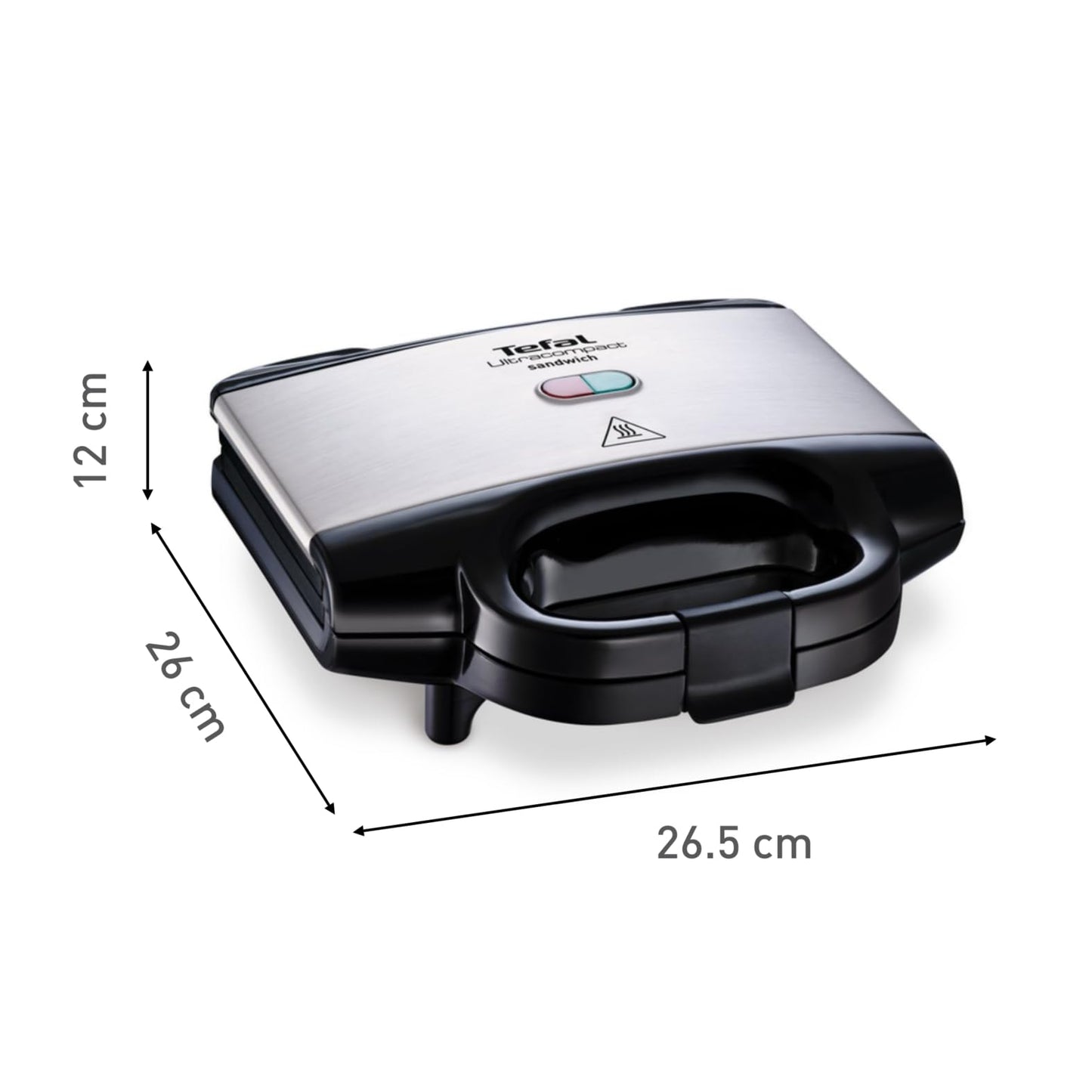 Tefal Ultracompact Sandwichmaker SM1552, für dreieckige Sandwichtoasts, antihaftbeschichtete Platten, leichte Reinigung, kein Anbrennen, 700W, Sandwich-Grill, 26.5 x 12 x 26 cm
