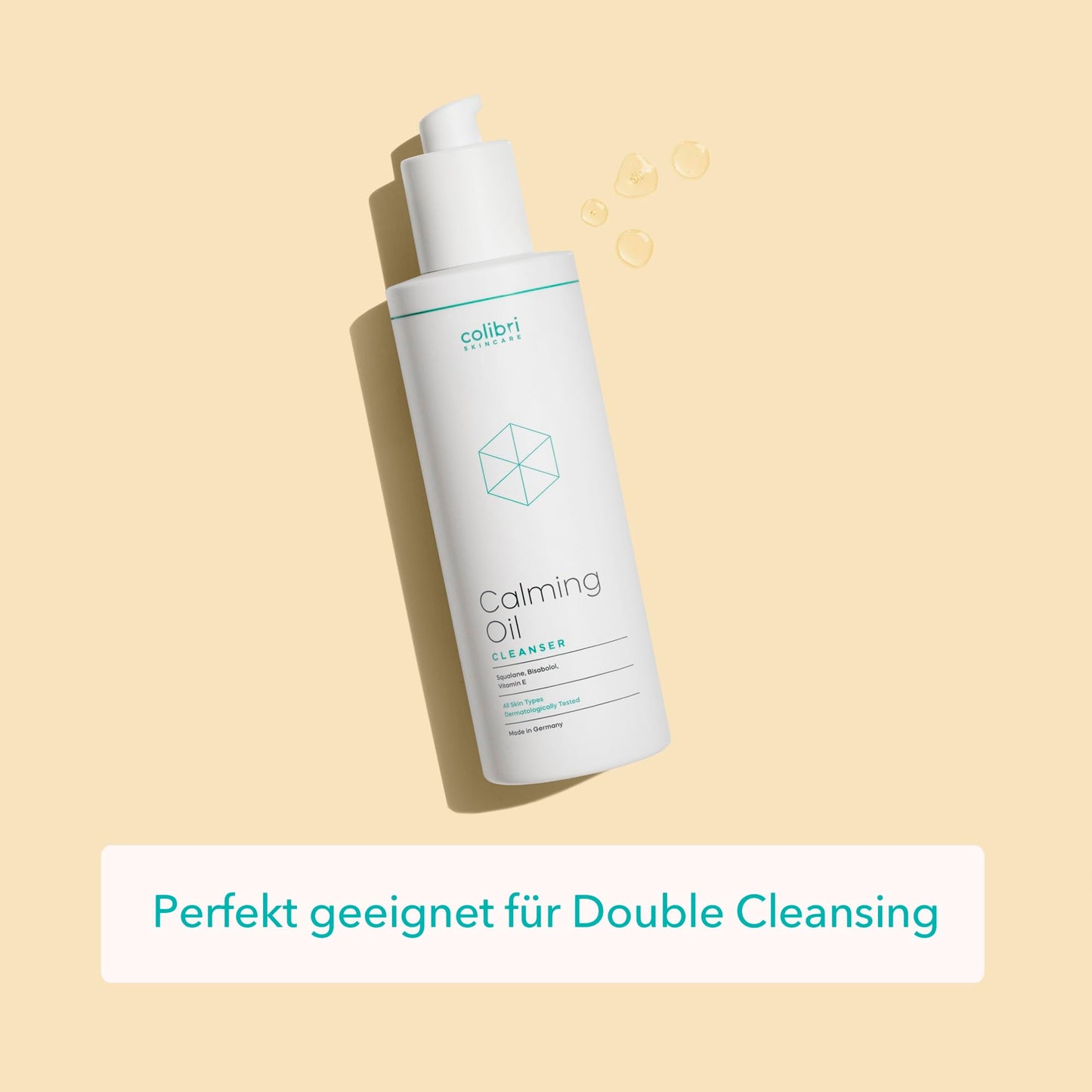 colibri skincare Calming Oil Cleanser 200ml - sanftes Reinigungsöl zur Gesichtsreinigung gegen wasserfestes Make-Up, Schmutz & Ablagerungen - reinigt das Gesicht intensiv ohne auszutrocknen