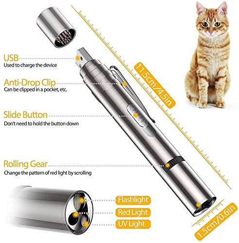 VOVIGGOL LED Pointer für Katzen Spielzeug, 7 in 1 und 5 Muster USB Wiederaufladbar Interaktives Spielzeug für Katzen Light Licht Spielzeug für Haustiere Hund Kätzchen Trainingsgerät