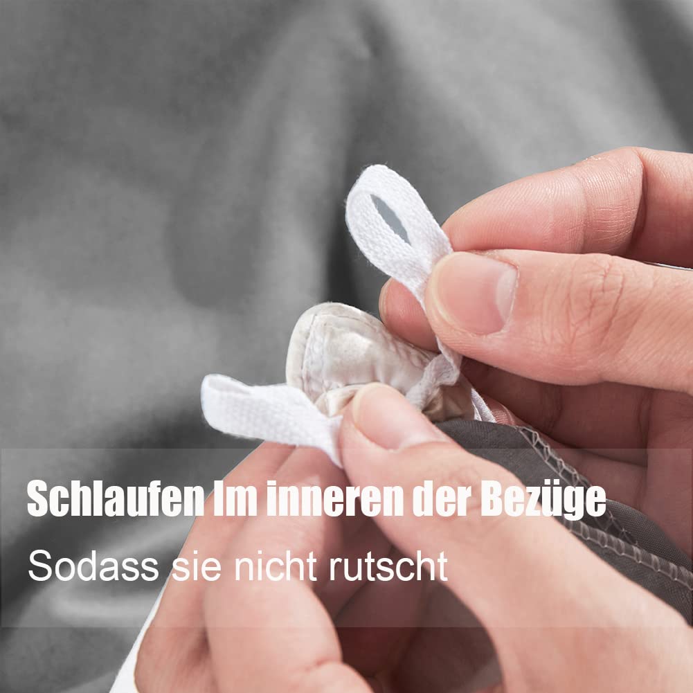 Soifox 135x200 4teilig Anthrazit bettwäsche Sets aus Mikrofaser bügelfrei & knitterfrei - Bettbezug 2er + Kissenbezug 2er , 80x80 mit Reißverschlus