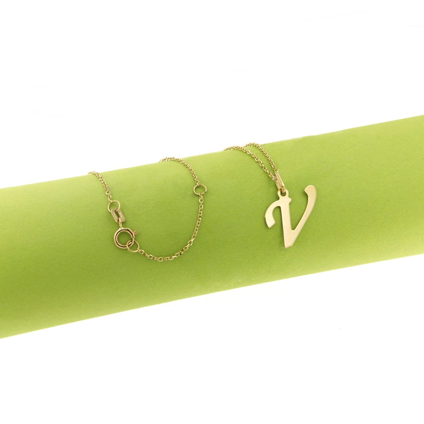 Lucchetta Schmuck, Goldkette Damen 375 Echtgold, für Damen Kette mit Anhänger Buchstabe Initialen Namen A B C D E F G H I J K L M N O P Q R S T U V Y X Z aus 9 Karat Gelbgold – 45