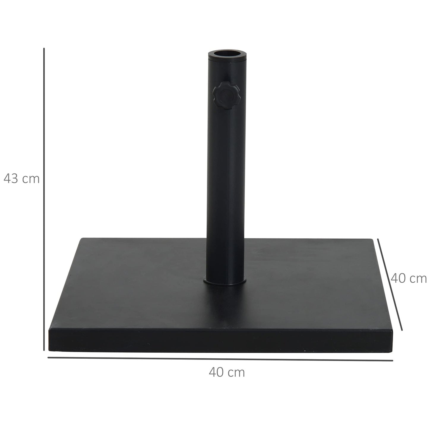 Outsunny Sonnenschirmständer Schirmständer Schirmhalter Schirmfuß 13 kg Ständer Schirm Ø35/38/48 mm Metall + Zement Schwarz 40 x 40 x 43 cm