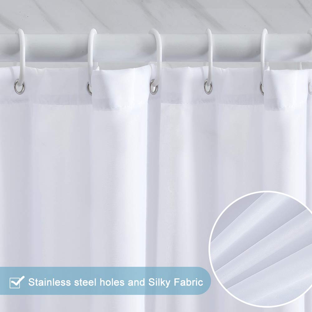 Furlinic Duschvorhang 180x200cm Textile Vorhänge aus Stoff Wasserdicht Anti-schimmel Waschbar Badezimmer Vorhang für Bad in Badewanne Weiß nach Taupe mit 12 Duschringe.