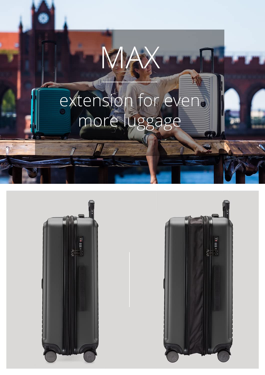 HAUPTSTADTKOFFER Mitte - Großer Hartschalenkoffer, TSA, 4 Rollen, Check-In Gepäck mit 8 cm Volumenerweiterung, 77cm, 130 Liter, Graphite