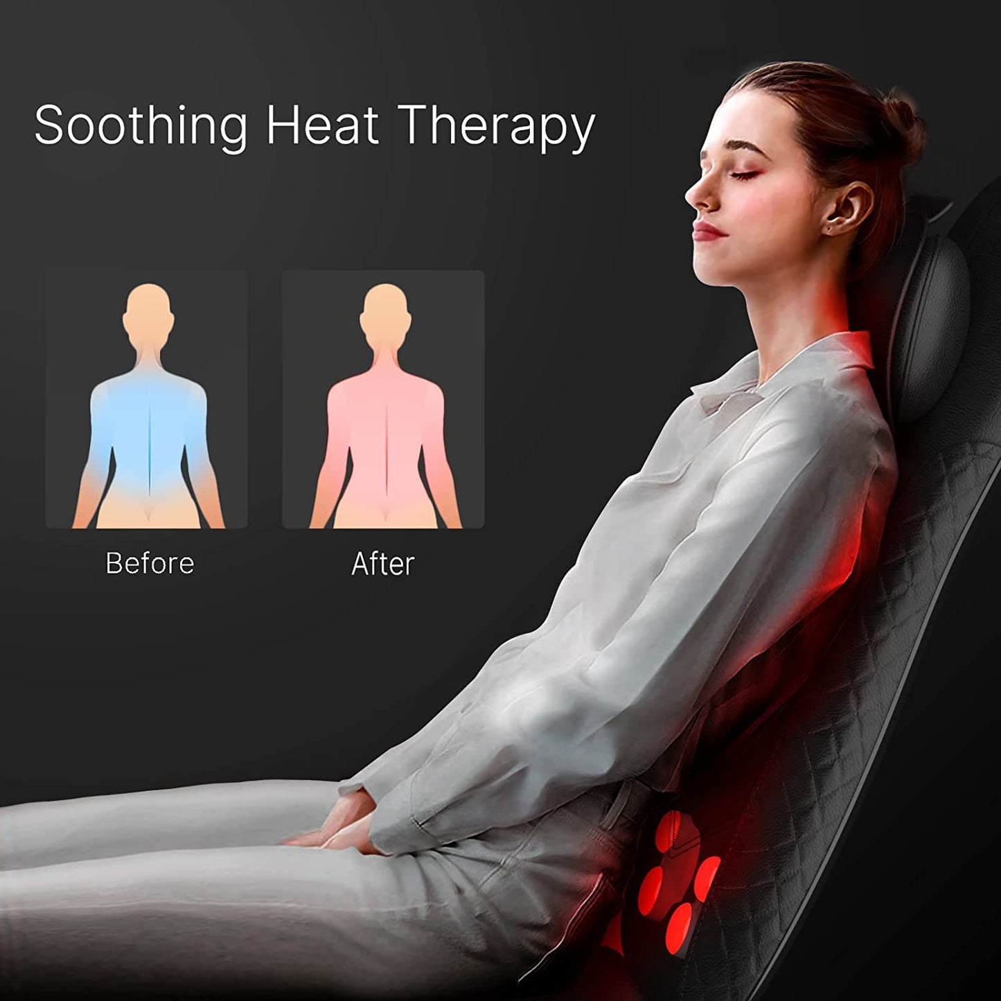 RENPHO Massagesitzauflage, Geschenke für Männer Weihnachten, Shiatsu Massageauflage Rückenmassagegerät mit DREI Massagezonen Wärmefunktion und Vibrationsmassage, Tiefenmassage Rollmassage für Nacken