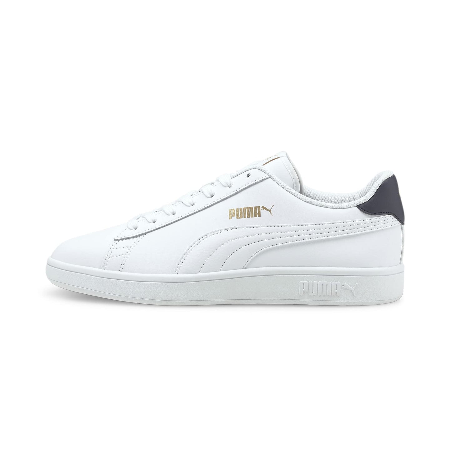 PUMA Unisex Puma Smash v2 L Low-Top, Puma White-Puma White-Peacoat-Puma Team Gold, 42 EU
