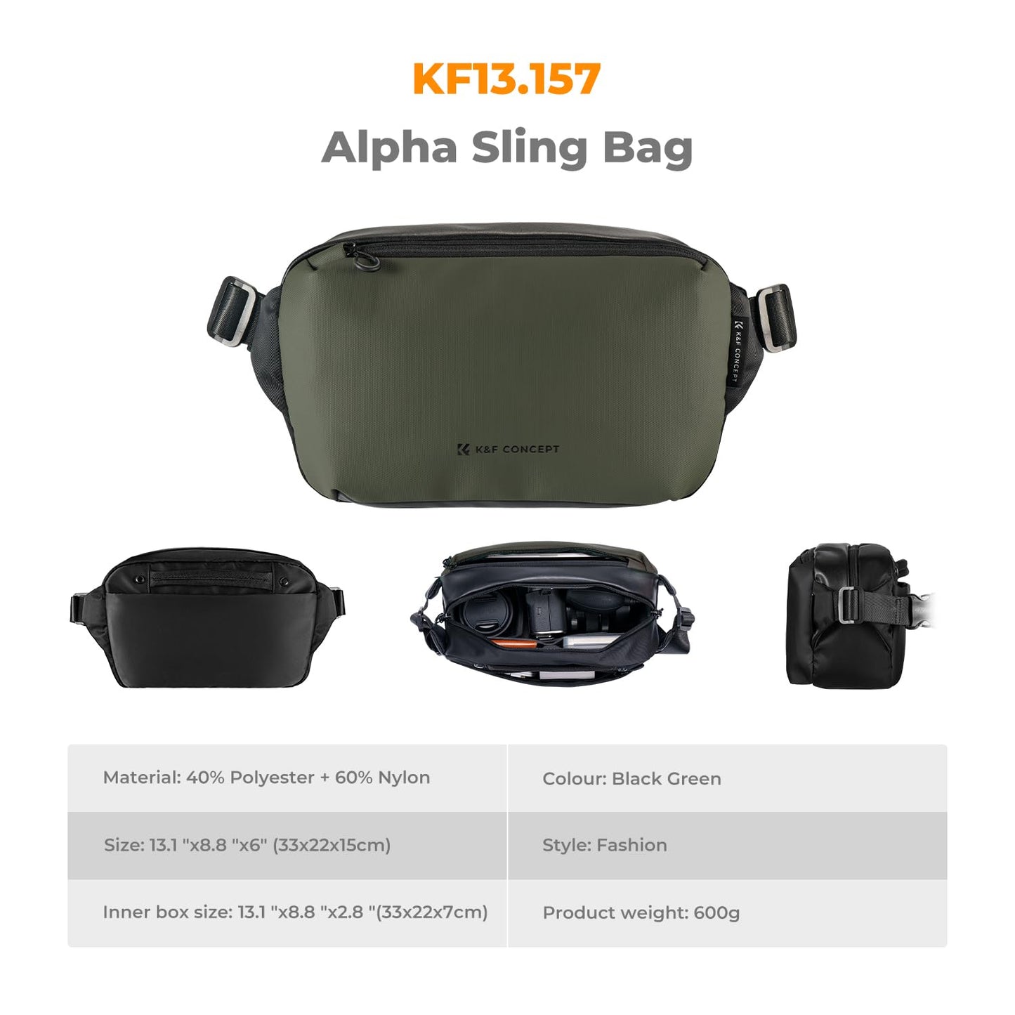 K&F Concept Kamera-Rucksack, Schultertasche, quadratische Tasche, Taschen für Fotografen, Kamera-Rechteck-Hülle, kompatibel mit Canon/Nikon/Sony/DJI Mavic Drohnen-Rucksack