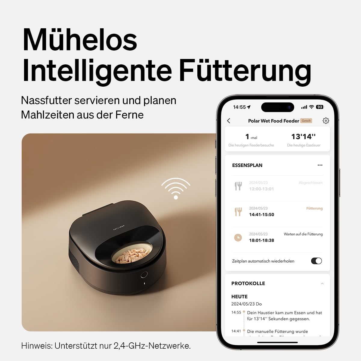 PETLIBRO Futterautomat Katze Nassfutter, Nassfutterautomat mit Halbleiter Kühlung, 2,4 GHz Wi-Fi Smart App-Steuerung, 3 Tage wahre Frische, Wet Food Futterspender für Katzen und Hunde