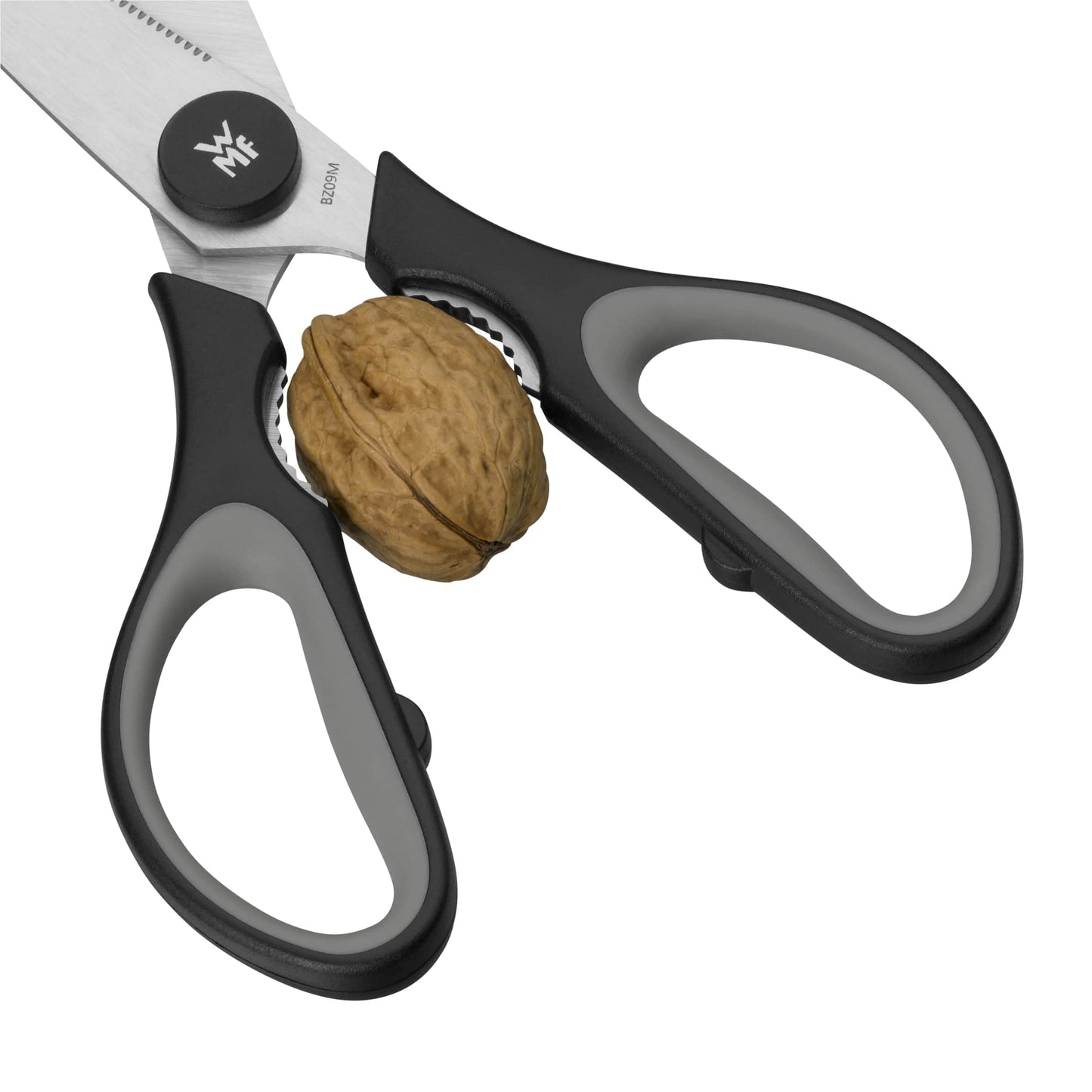 WMF Touch Küchenschere 21 cm, Haushaltsschere mit Sägeschliff, Schere Küche, Cromargan Edelstahl, Softgriff, schwarz