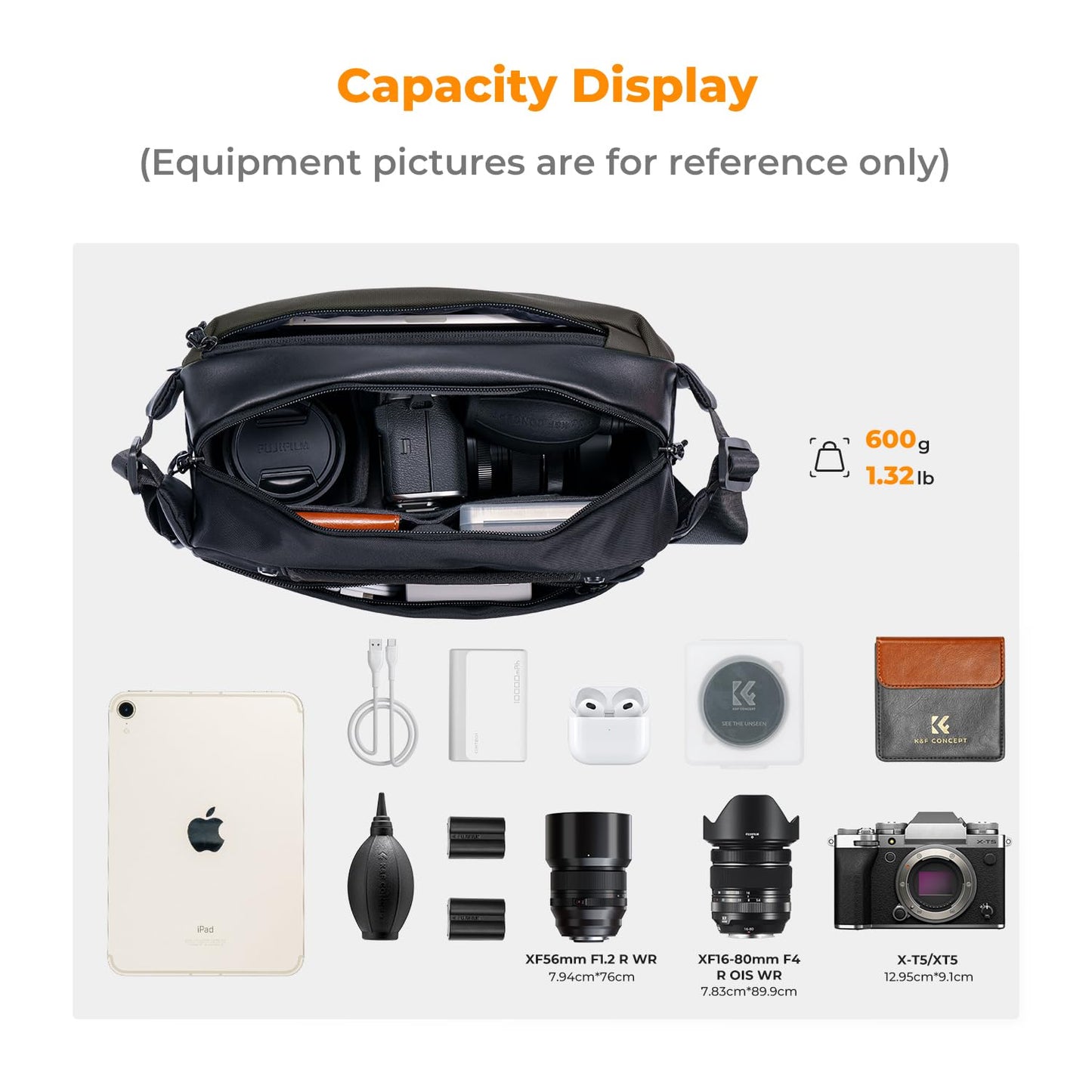 K&F Concept Kamera-Rucksack, Schultertasche, quadratische Tasche, Taschen für Fotografen, Kamera-Rechteck-Hülle, kompatibel mit Canon/Nikon/Sony/DJI Mavic Drohnen-Rucksack