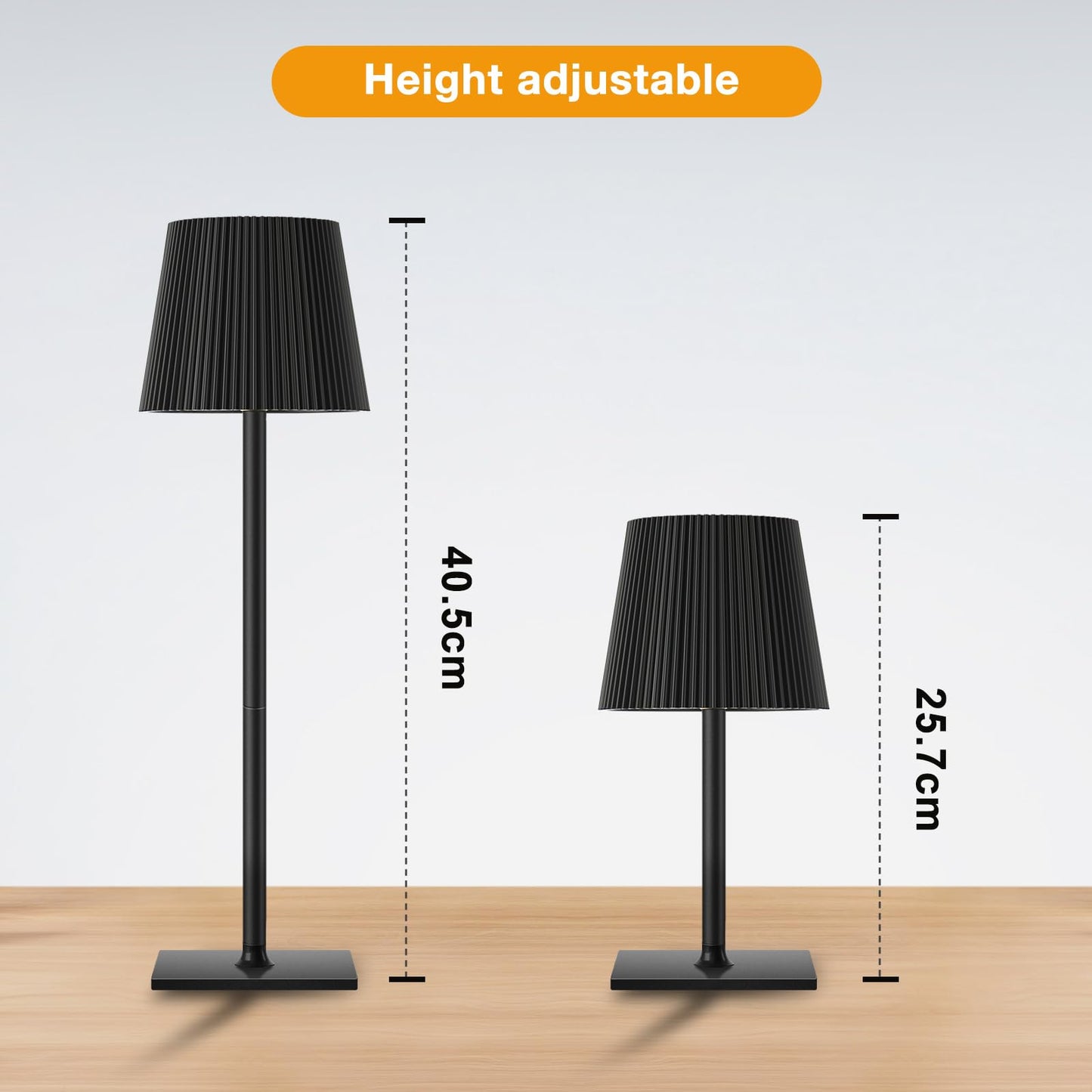 Riokko LED Tischleuchte Kabellos Touch Dimmbar 3 Farbtemperatur 5200mAh Nachttischlampe IP54, USB-C Akku Tischlampe Aufladbar(3000k-6500k), für Outdoor Nachttisch Esstisch Schreibtisch