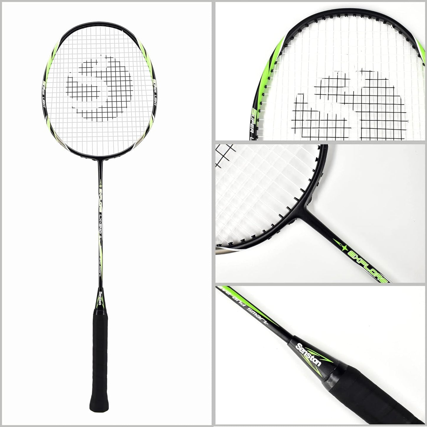 Senston Graphit Badminton Set Leichtgewicht Profi Badmintonschläger mit 2 Federbälle und 2 Griffband für Training, Sport und Unterhaltung
