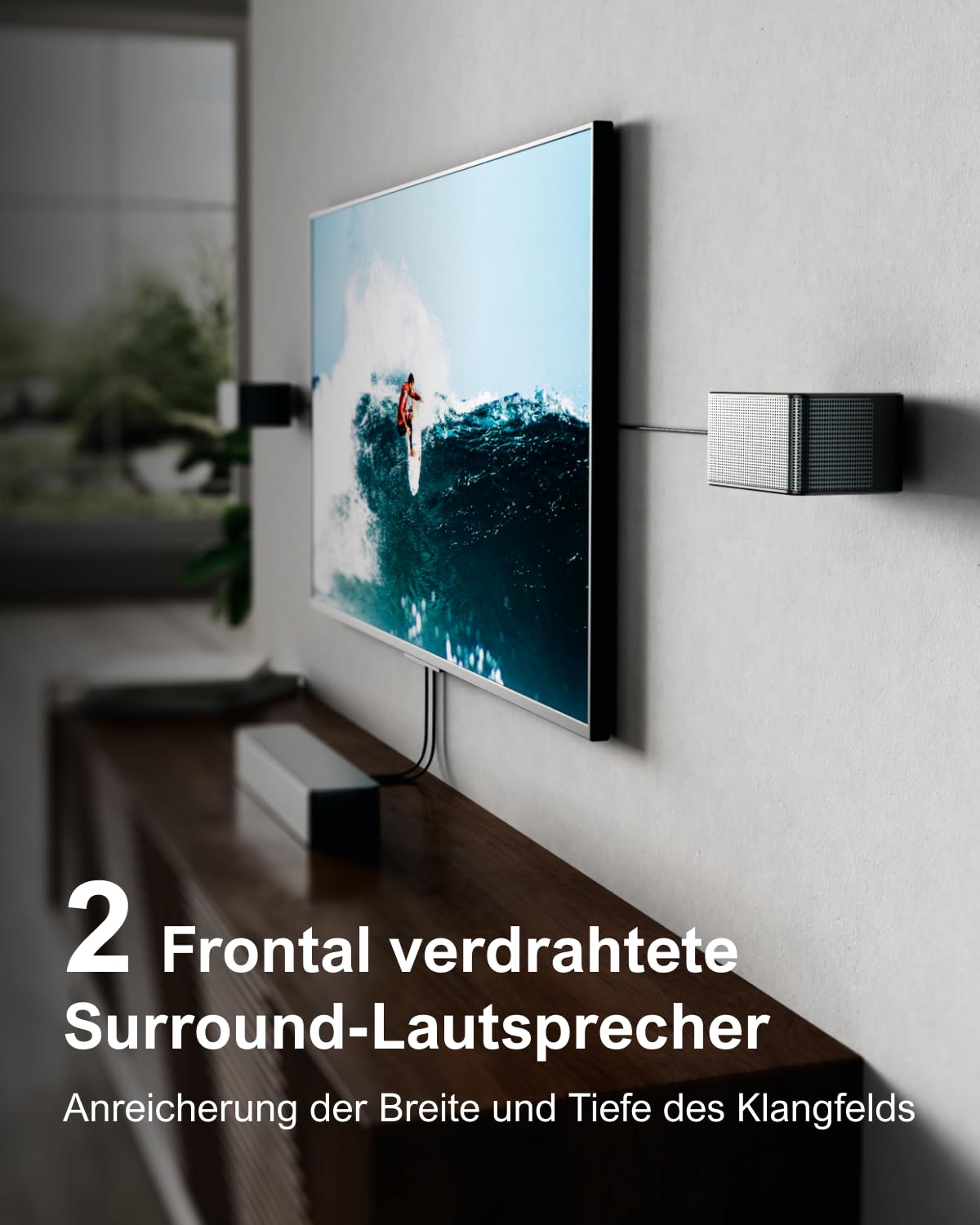 ULTIMEA 7.1 Surround Sound System für TV mit Dolby Atmos, App Steuerung, 4 kabelgebundene Surround-Lautsprecher, 460W Soundbar für Smart TV mit Wireless Subwoofer, Heimkino Sound System, Poseidon D80