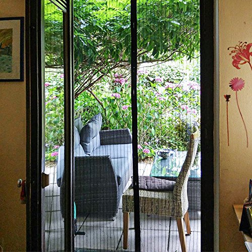 MYCARBON Fliegengitter Balkontür, Stärkere Magnet Insektenschutz Tür 70x200cm, Für Kellertür, Terrassentür, Wohnzimmer, Ohne Bohren, Einfache Montage, Nicht Kürzbar, Schwarz