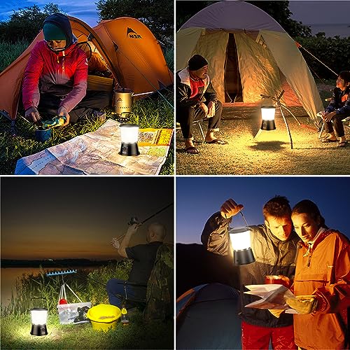 Blukar LED Campinglampe Tragbar, 2000 Lumen Superhell Camping Laterne Aufladbar Zeltlampe mit Haken, Stufenlos Dimmbar & 5 Leuchtmodi, 8+ Std. Dauer, Notfallleuchte für Camp, Stromausfall-Schwarz