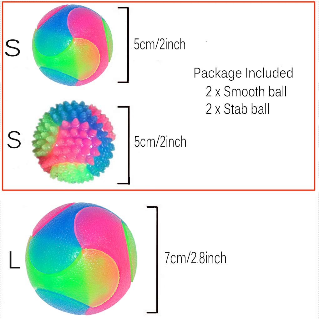 FineInno 4 pcs Leuchtball,Stachelball Hund,Leuchtender Hundeball,Ball für Hunde,Dog Ball 