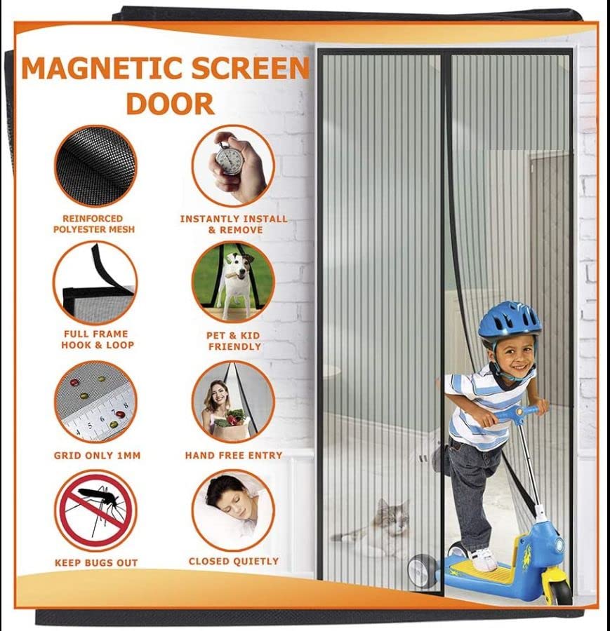 Fliegengitter Tür Magnet Insektenschutz, Verschiedene Größen,75 x 220cm, Magnetvorhang ist Ideal für Balkontür Wohnzimmer und Terrassentür, Kinderleichte Klebemontage Ohne Bohren, Weiße Streifen
