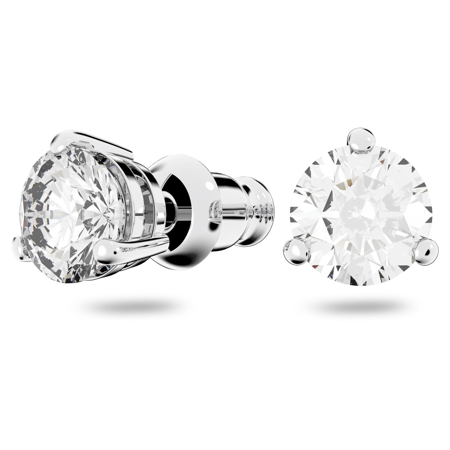 Swarovski Stilla Ohrstecker, Rundschliff, Weiß, Rhodiniert