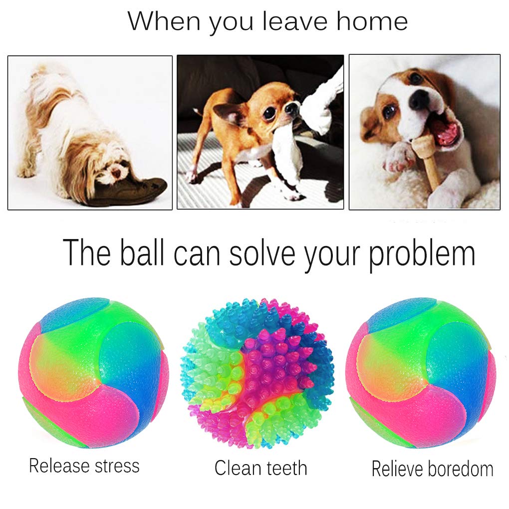 FineInno 4 pcs Leuchtball,Stachelball Hund,Leuchtender Hundeball,Ball für Hunde,Dog Ball 