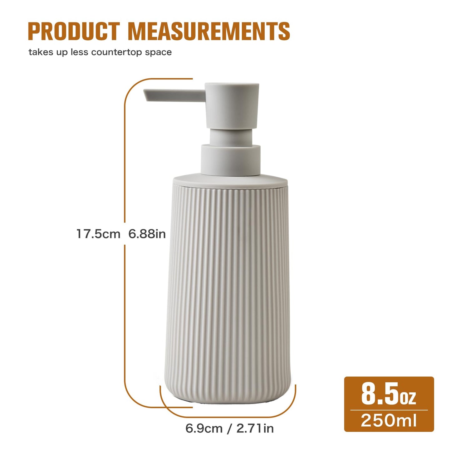 Moderne Seifenspender Beige Kunststoff Spülmittelspender, Seifenspender Bad für Badezimmer, Arbeitsplatte, Küche, Soap Dispenser mit Pumpspender (Beige)