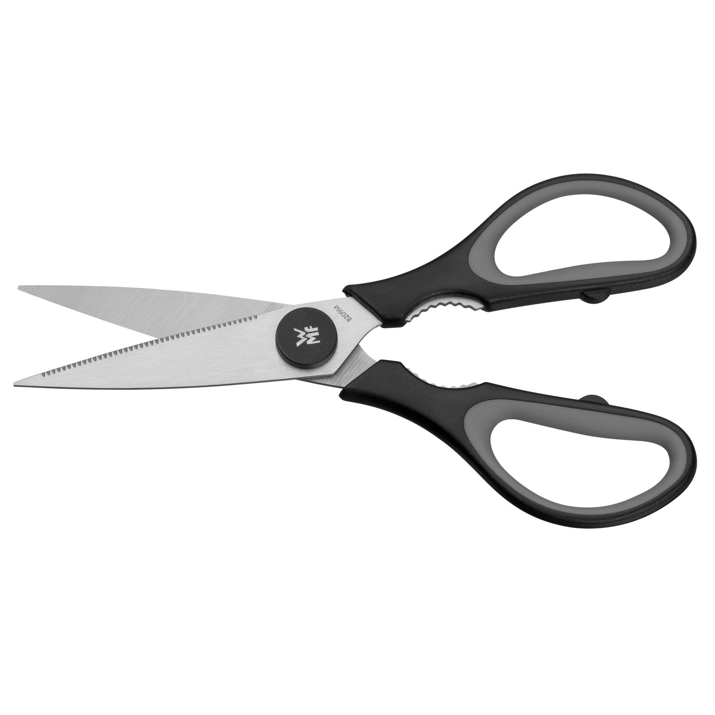 WMF Touch Küchenschere 21 cm, Haushaltsschere mit Sägeschliff, Schere Küche, Cromargan Edelstahl, Softgriff, schwarz
