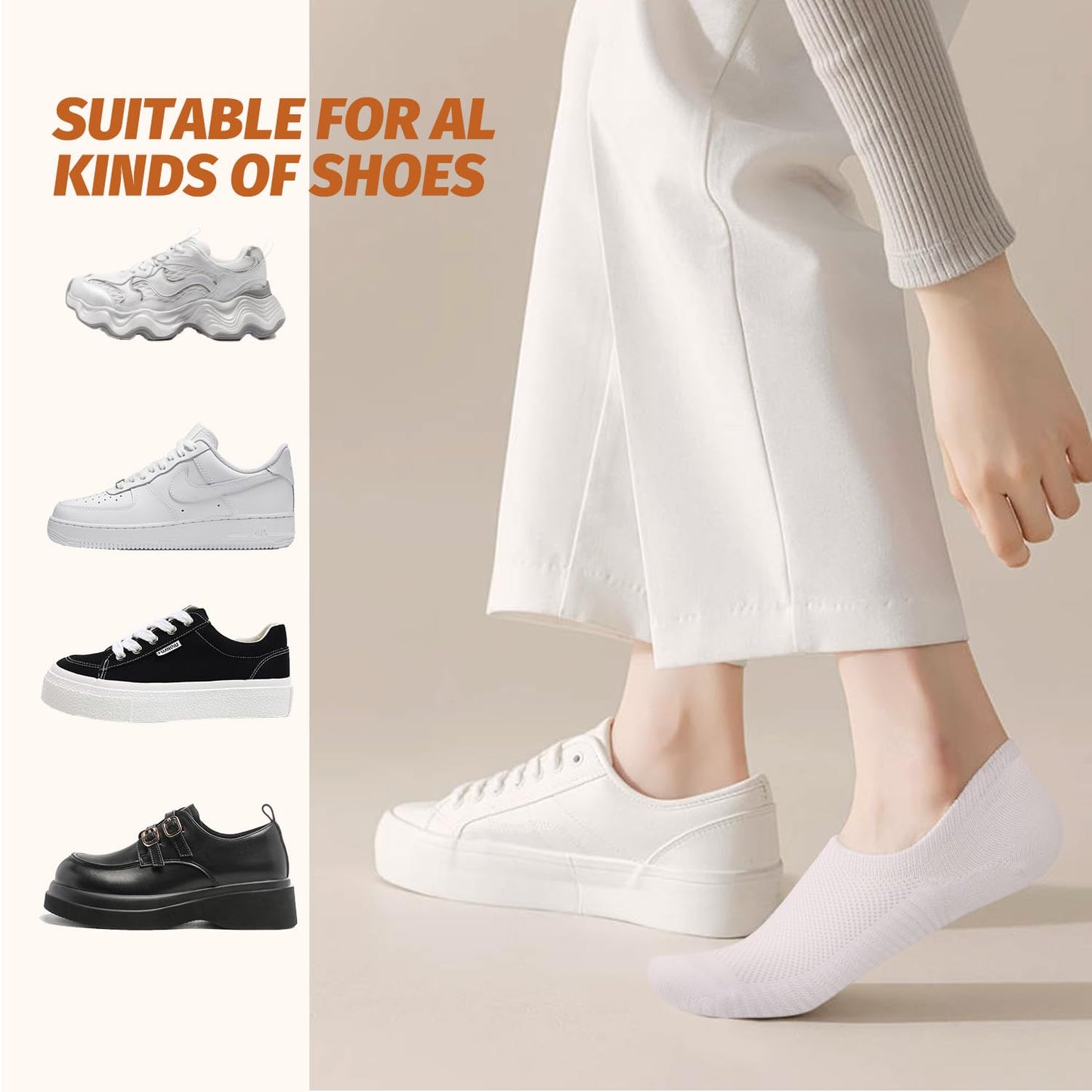 Sneaker Socken Damen 35-38 39-42, Füßlinge Sneakersocken mit Rutschfest Silikon ,Laufsocken Gepolsterte Kurze Socken Unsichtbar (DE/NL/SE/PL, Numerisch, 35, 38, Regular, Regular, Gemischte 6-Paare)