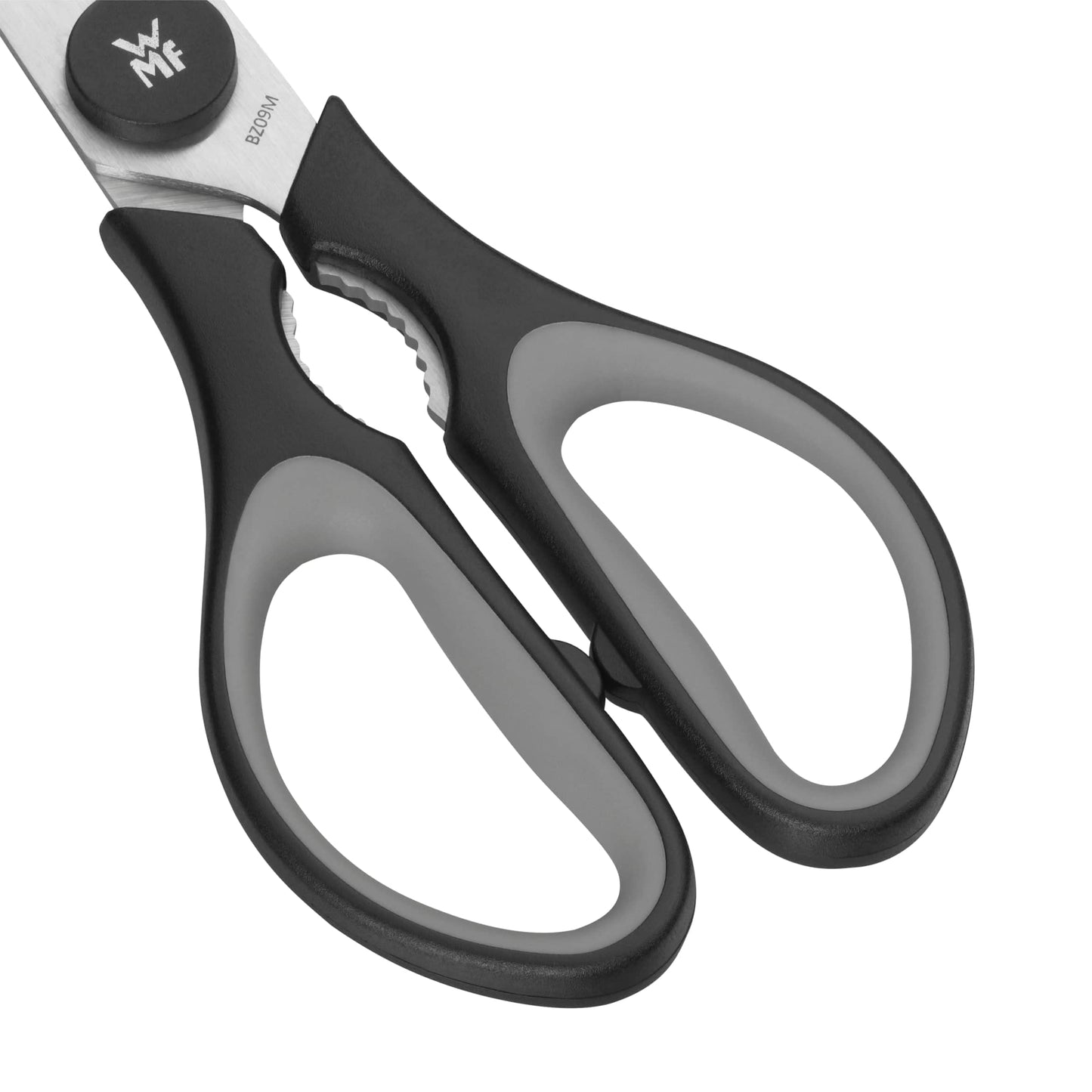 WMF Touch Küchenschere 21 cm, Haushaltsschere mit Sägeschliff, Schere Küche, Cromargan Edelstahl, Softgriff, schwarz