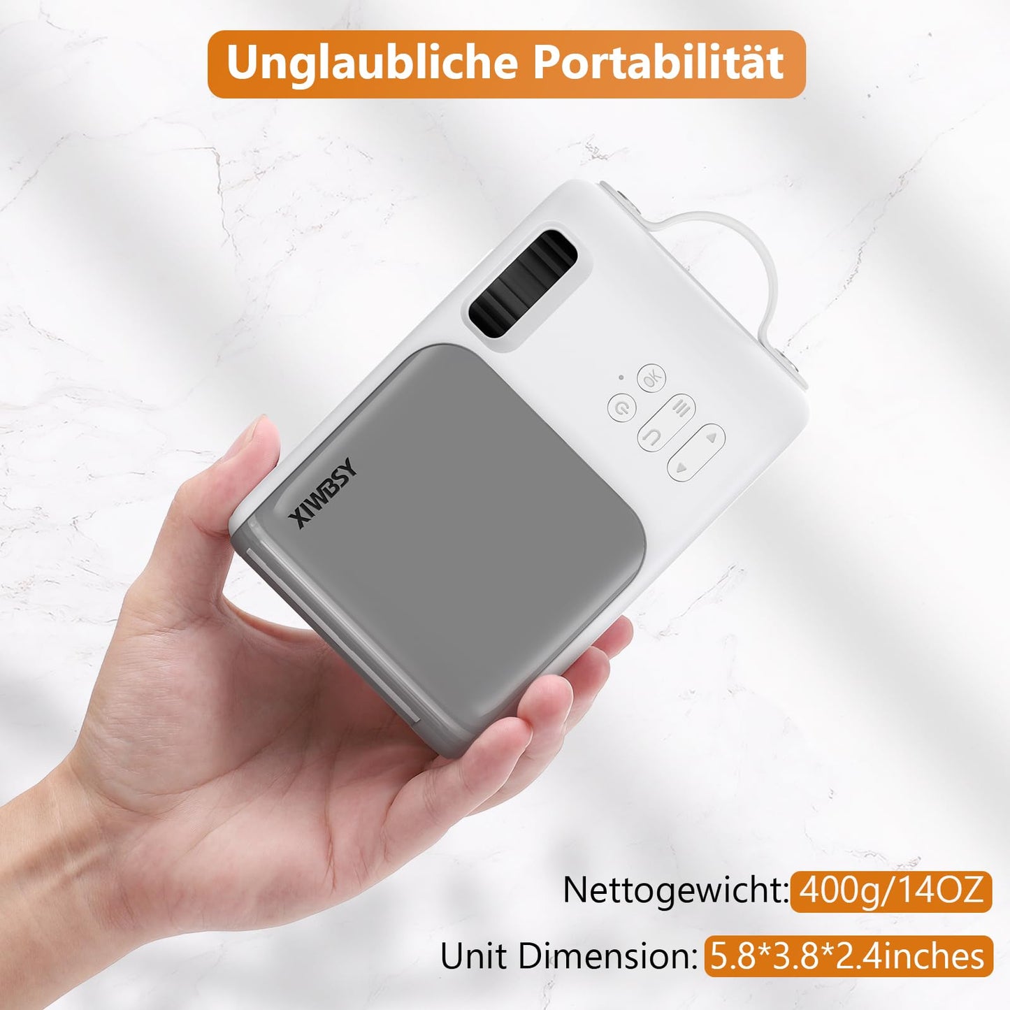 Beamer, XIWBSY 10000 Lumen Mini Beamer 1080P Unterstützt, 5G WiFi LED Heimkino Portable Beamer Klein, Beamer Bluetooth Kompatibel mit TV Stick/X-Box/DVD/Laptop/Smartphone/Android/HDMI/USB